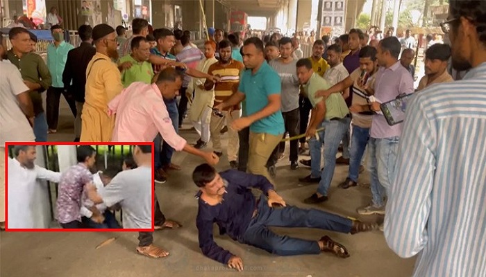 বিক্ষোভ ও দাবি জানাতে এসে প্রেসক্লাবের সামনে মারধরের শিকার 